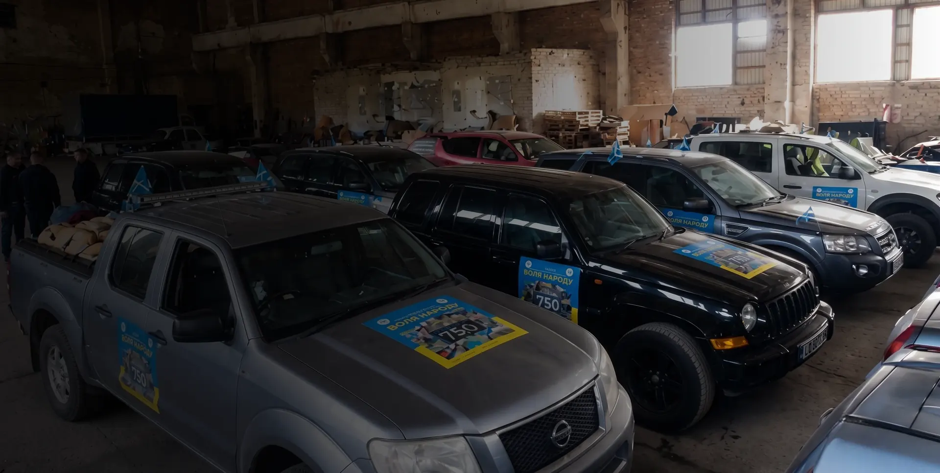 Jeeps prepared for humanitarian delivery