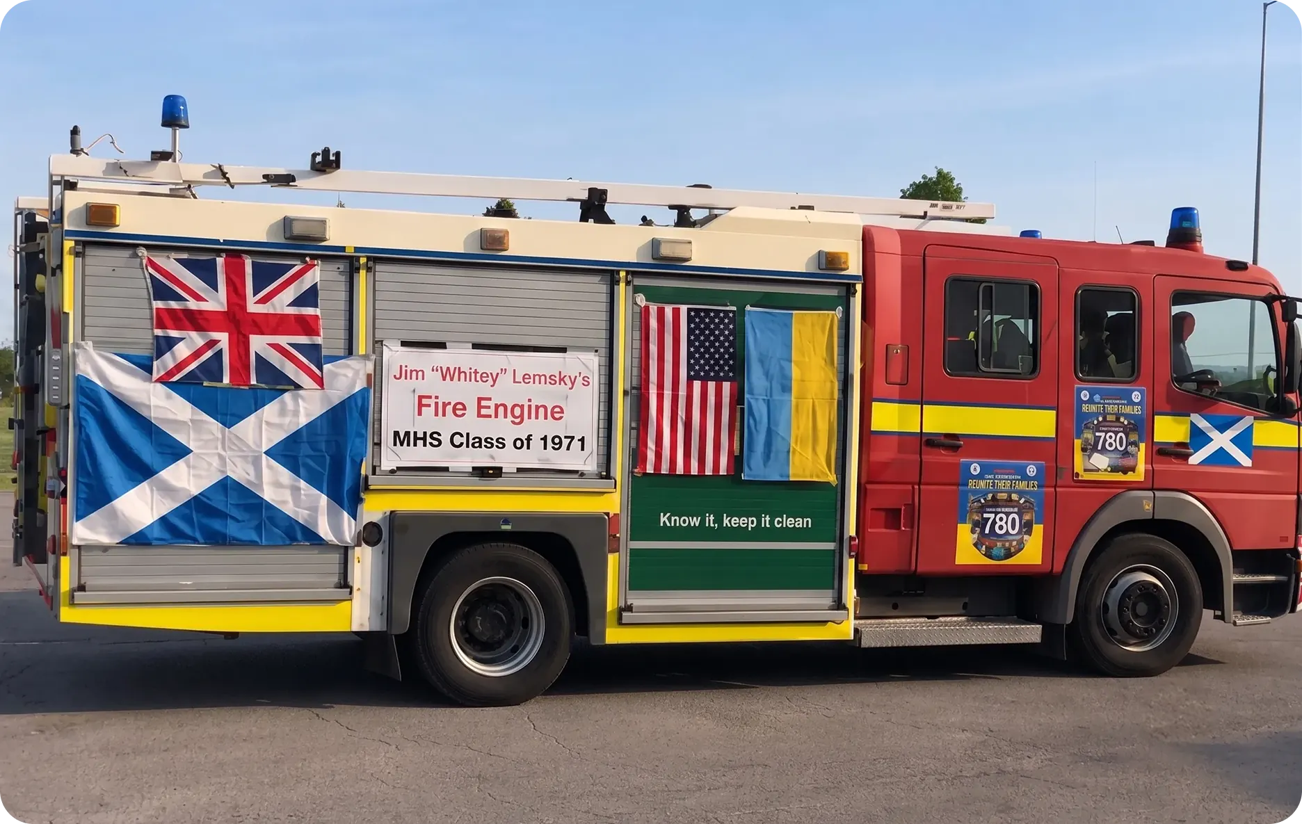 Fire engine supporting the Jeeps for Peace partnership